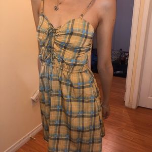 Yellow plaid dress